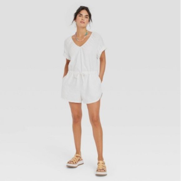 Universal Thread Pants - Women's Short Sleeve Romper Color White NWT size XL Universal Thread